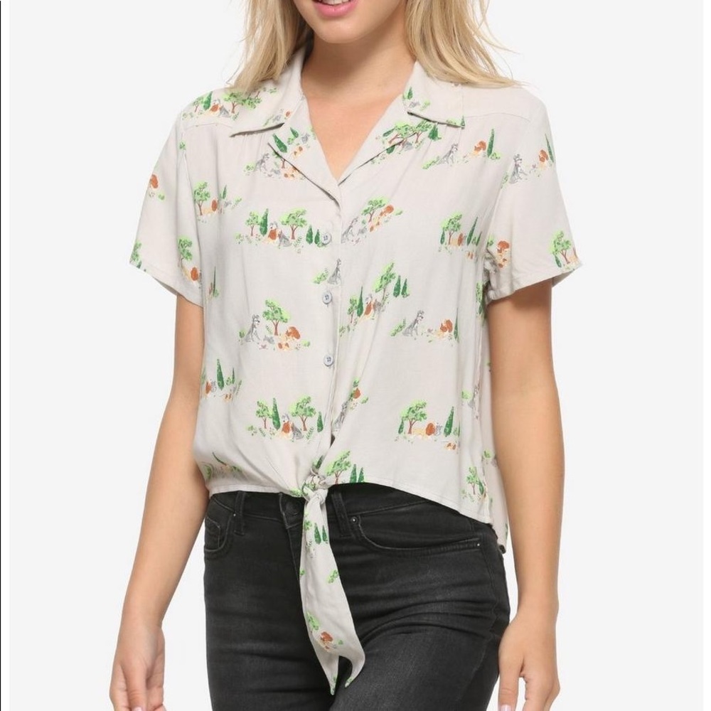 Disney Lady and the Tramp Women's Tie-Front Woven Top - BoxLunch Exclusive